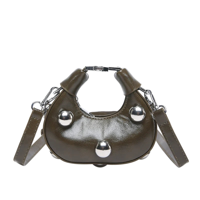 Retro Versatile Ladies Mini Handbag | Women's Big Rivet Personality Luxury Designer Crossbody Bags & Streetwear Shoulder Bag Luxegan