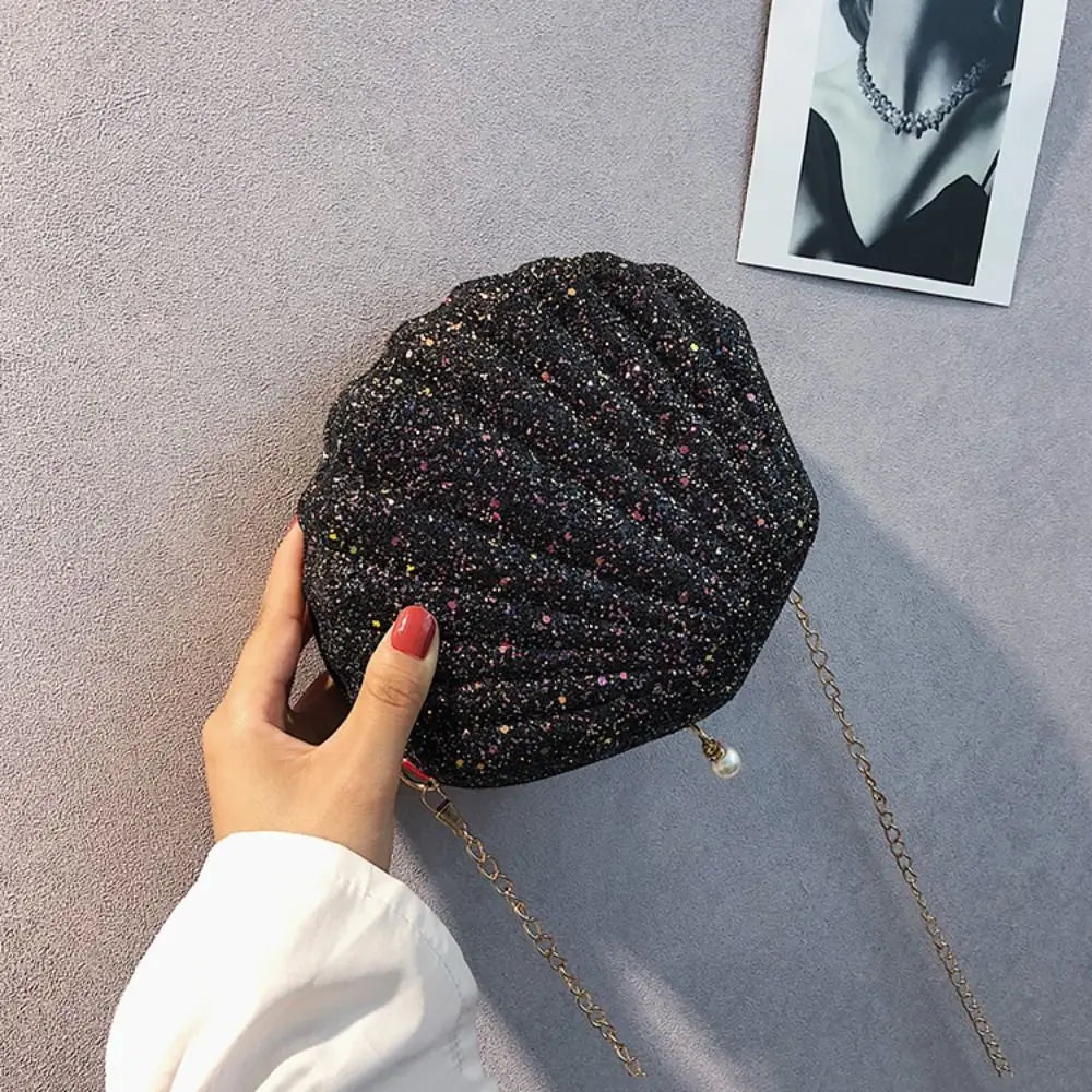 Elegant Shiny Evening Banquet Bag | Sophisticated "Korean Style" Silhouette | Elegant Sequined Chain Shoulder Bag | "Dignified" High-Performance Crossbody Accessory for Radiant Versatile Styling Luxegan