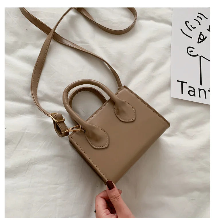 New Popular Retro Mini Handbag | Sophisticated Small Square Messenger Bag | Literary Inspired Vertical Shoulder Bag | Fashion-Forward Soft PU Leather Daily Satchel with Synthetic Leather Lining Luxegan