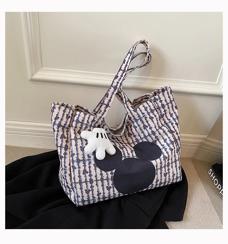 Disney New Women's Canvas Handbag | Large Capacity Shoulder Bag Cute Armpit Mommy Niche Shopping Bag Luxegan