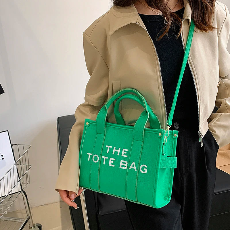 The Tote Bag for Women | Crossbody Female Handbag & New Solid Words Letter Leisure Large Bag (Luxury Fashion Designer PU Bag) Luxegan