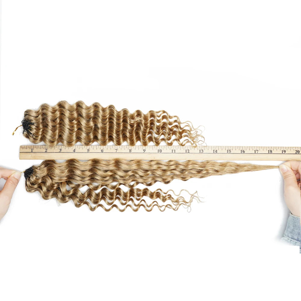 Deep Wave Miracle Knots Feathered Bulk Hair for Braiding – Highlight Brown & Honey Blonde Boho - view 7