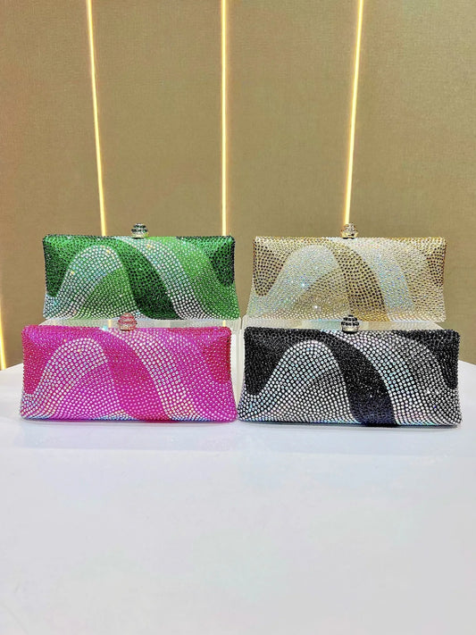 Fashion Trendy Rhinestone Evening Bag | Shiny Glitter Party Clutch & Phone Holder | Large Capacity Women’s Baguette Handbag | Glamorous Sparkling Purse for Party & Daily Use Luxegan