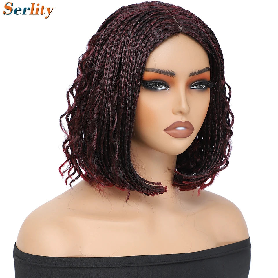 New Style Bob Box Braided Wigs For Black Women 12inches Synthetic Box Braids Crochet Hair Wigs On Sale Clearance Short Black Wig Luxegan