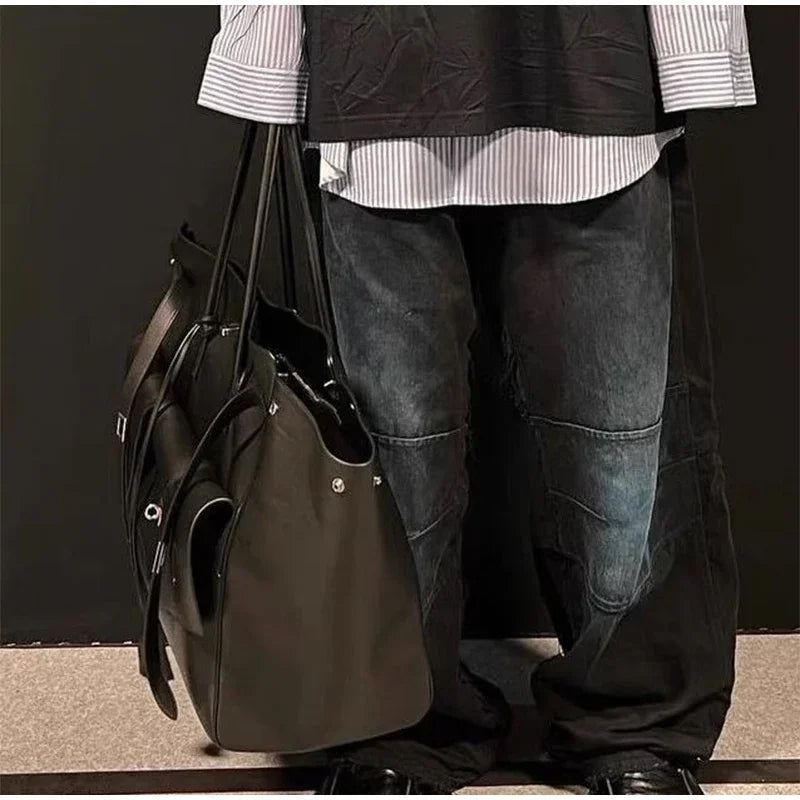 Luxury Wings Style Synthetic Leather Shoulder Bag,Large Capacity Commuting Women Tote Bag,Punk Buckle Simple Versatile Handbag