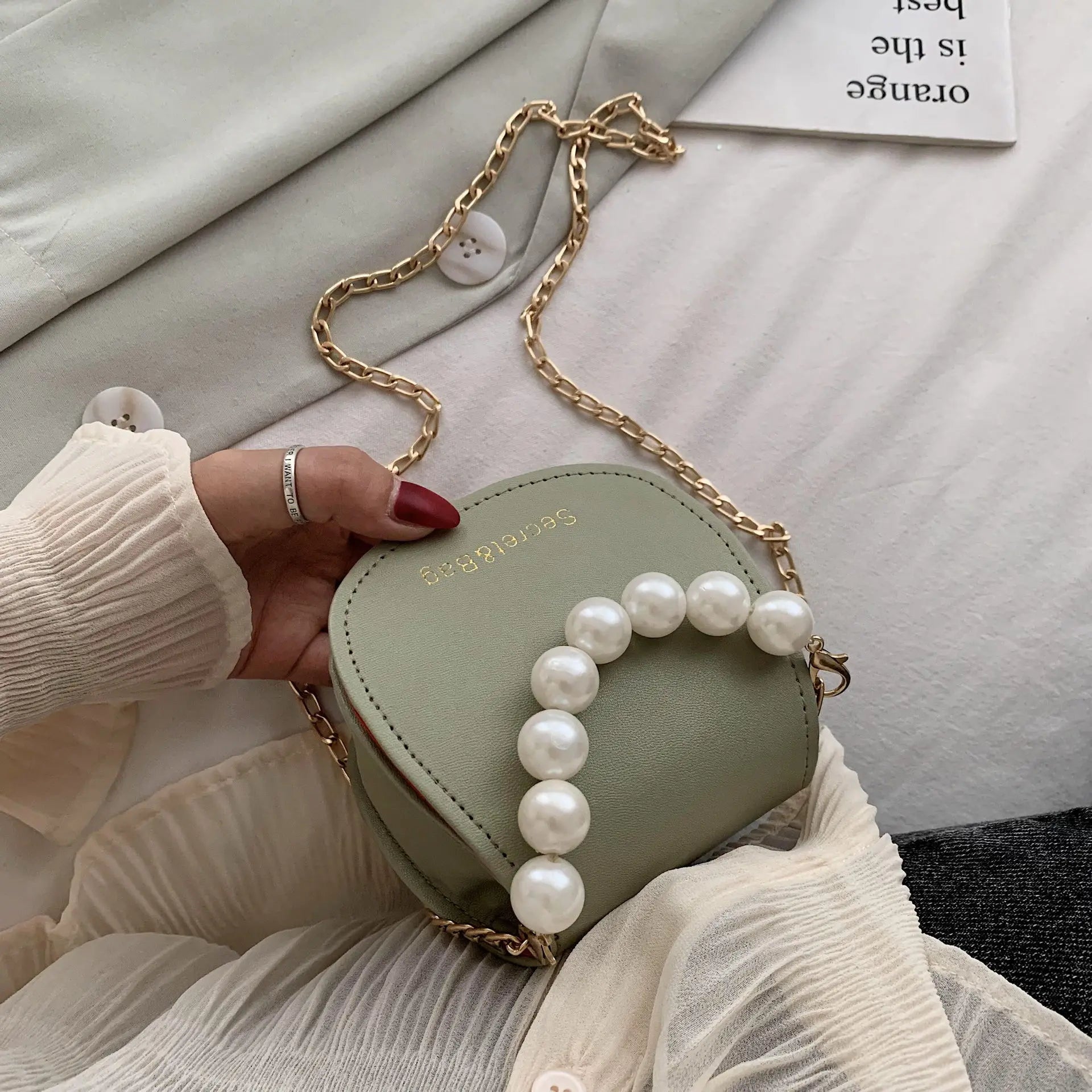 Elegant Pearl & Chain Mini Handbag | Rhombus Shoulder & Crossbody Bag Luxegan