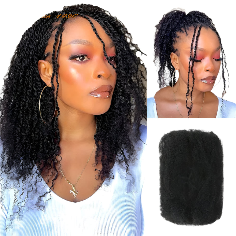 Afro Kinky Bulk Human Hair for Dreadlocks & Braiding | 100% Virgin Brazilian Remy Loc Extensions (50g) Luxegan