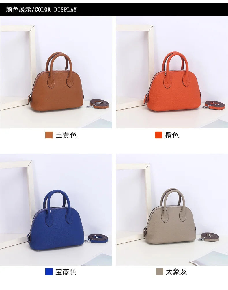 Shell Bag Women's Messenger Bag | Cow Leather Simple Shoulder Bag & Fashion Ladies Classic Handbag (Small Mobile Phone Crossbody Bag) Luxegan