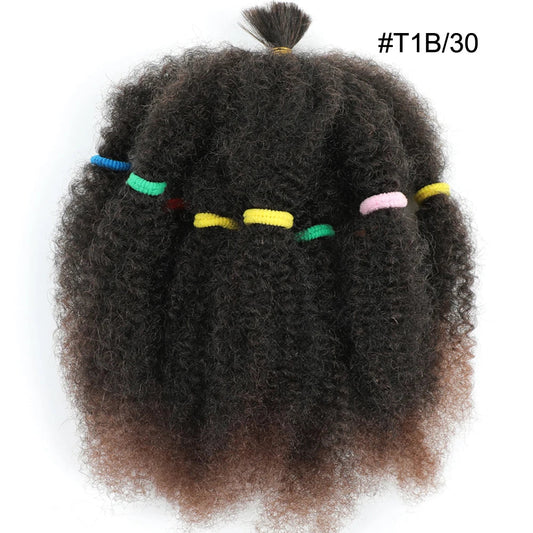 12-Inch Afro Kinky Curly Synthetic Braiding Hair Bulk - Ombre Marley Twists Crochet Extensions - Low Temperature Fiber Afro Twist Bulk Hair for Protective Styles (10 Strands/Pack, 50g) Luxegan