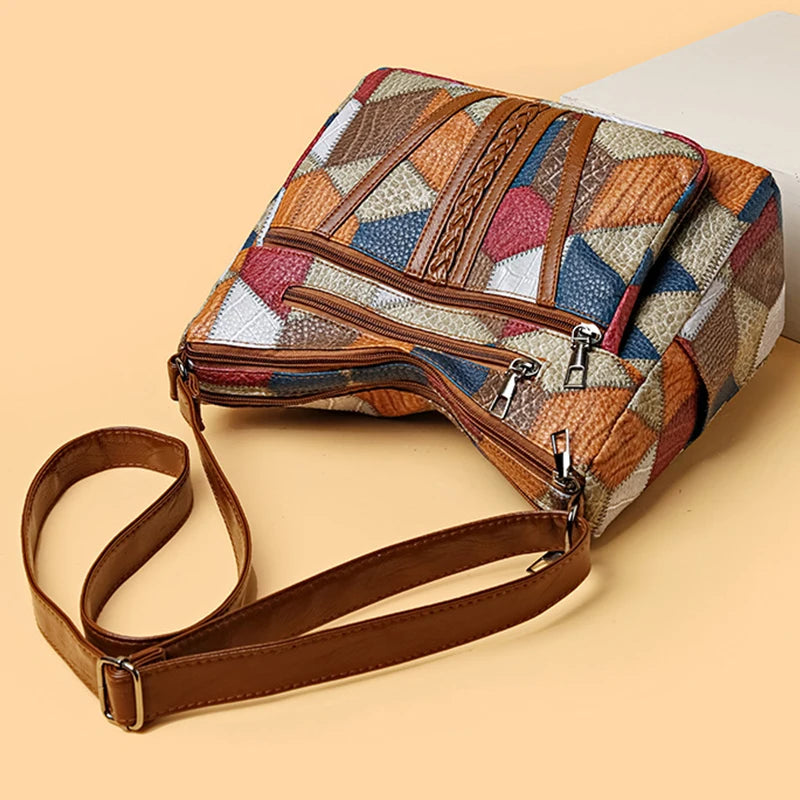 Women’s Elegant Vintage Crossbody Bag | Trendy Retro Fashion Handbag | Multi-Pocket All-Match Shoulder Bag | Soft PU Leather Casual Tote for Daily Use Luxegan
