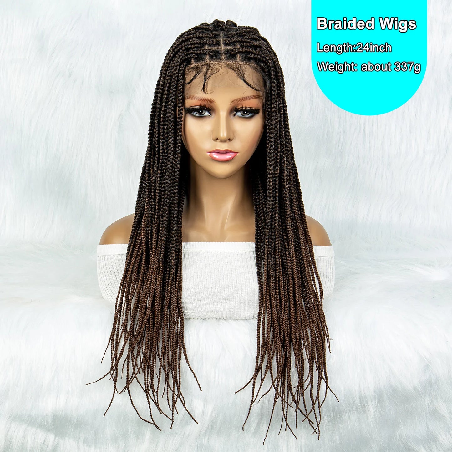 Colorful Knotless Box Braids Wig | Full Lace Front with Baby Hair Luxegan