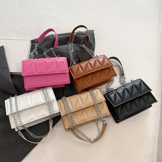 Designer Fashion Women Shoulder Bag | Ladies PU Leather Handle Handbag | Chain Strap Crossbody Bag (Vintage Pillow Shape) Luxegan