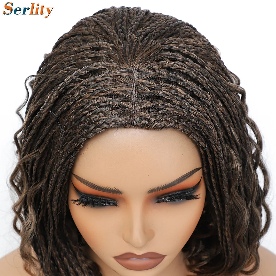 New Style Bob Box Braided Wigs For Black Women 12inches Synthetic Box Braids Crochet Hair Wigs On Sale Clearance Short Black Wig Luxegan