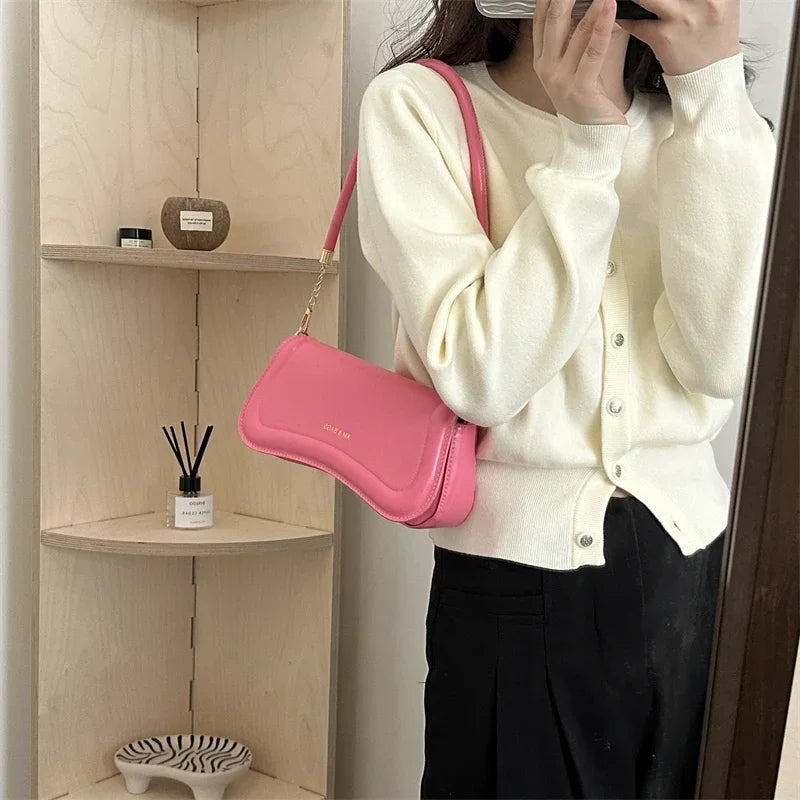 Ladies Shoulder & Crossbody Bags | PU Leather Women's Underarm Bags & Solid Color Small Top-Handle Purse (Female Daily Handbags) Luxegan