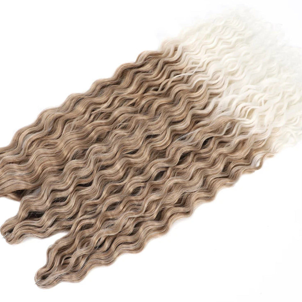 Ariel Curl Water Wave Twist Crochet Hair Extensions | Synthetic Ombre Braiding Hair 22-30 Inch - view 15