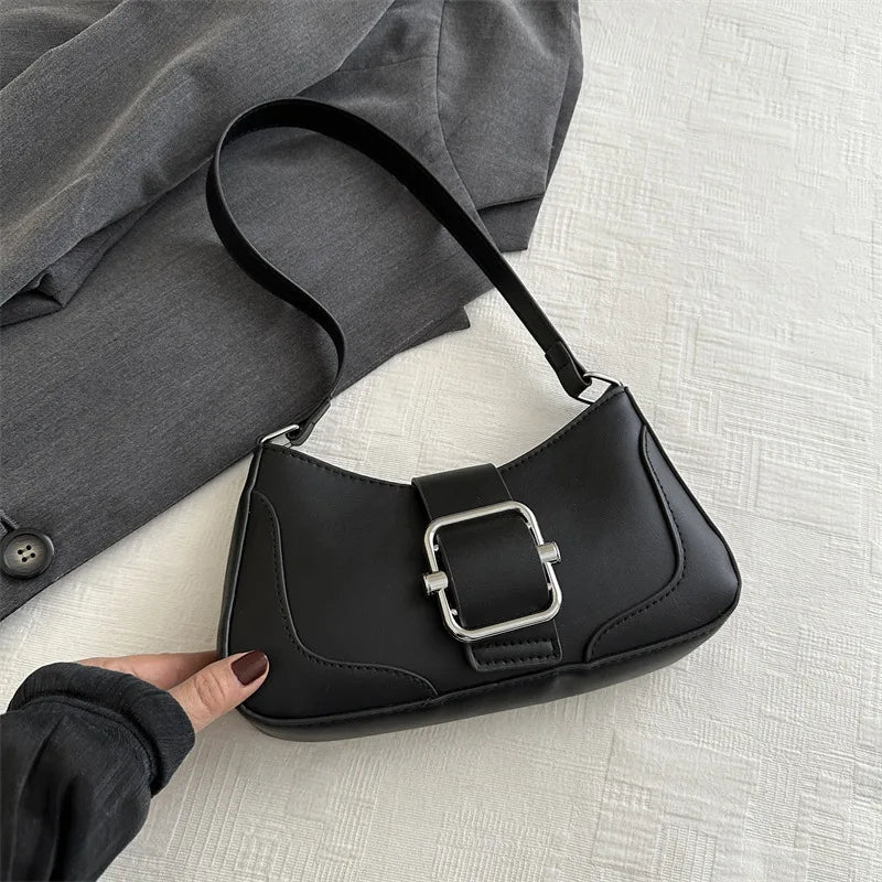 Women's Shoulder Bag | Fashionable Solid PU Leather Handbag & Casual Crossbody Purse