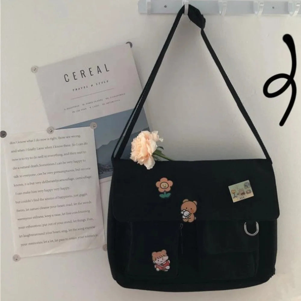 Cute Retro Girl Messenger Shoulder Bag | Canvas Student School Female Luxegan