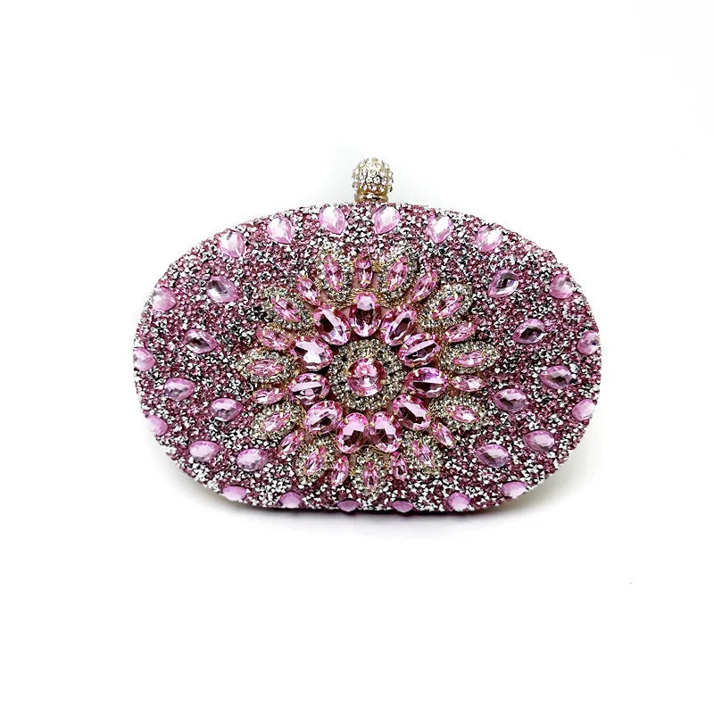 Luxury Diamond Evening Clutch for Women | Sparkling Crystal Wedding Handbag | Premium Beaded Party Purse with Cell Phone Pocket | Elegant Flap-Style Messenger Bag & Quality Gift Luxegan