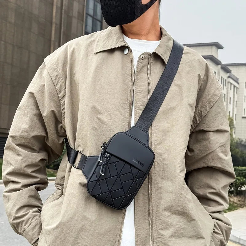 Universal Rhombus Grid Breast Bag | Sophisticated "Envelope" Silhouette | Premium Casual Fashion Mobile Phone Bag | "Dignified" High-Performance PU Crossbody for Radiant Versatile Styling Luxegan