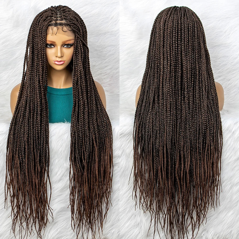 Goddess Box Braids Lace Front Wig | Transparent Full Lace Synthetic Braided Wig Luxegan