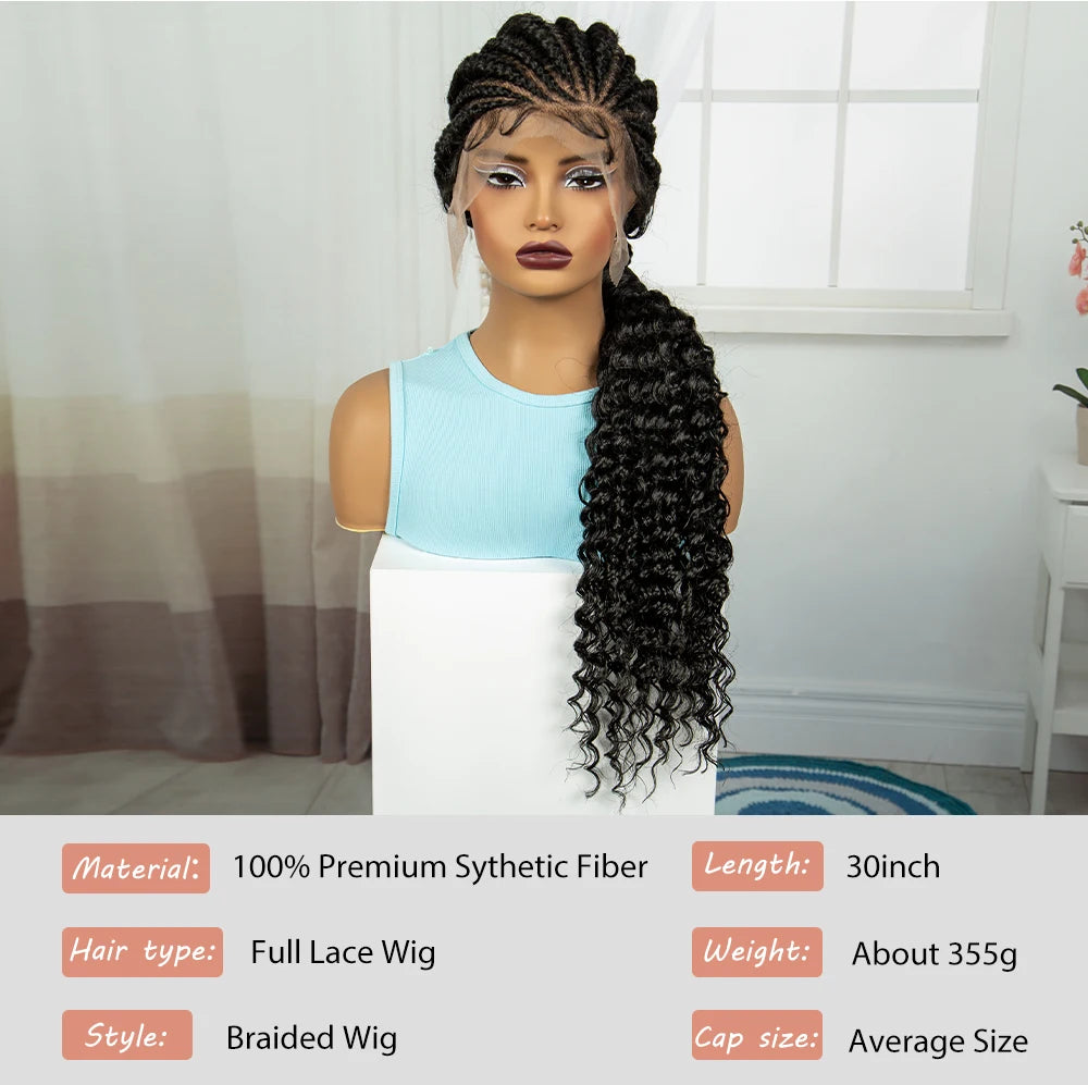 30 Inch Handmade Cornrow Knotless Box Braided Wig | Full Lace