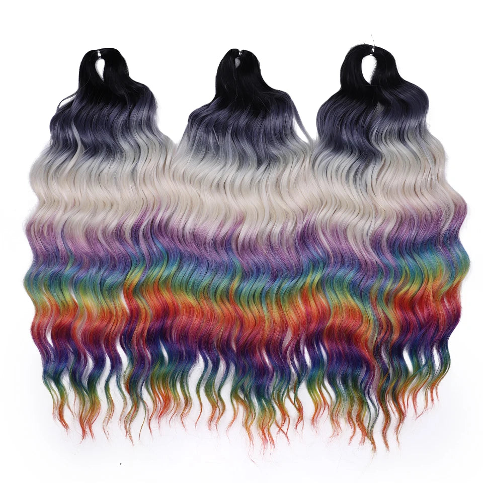 Synthetic Anna Curl Water Wave Crochet Braiding Hair – 24 Inch | 300g | 60 Strands | 88 Ombre & - view 55
