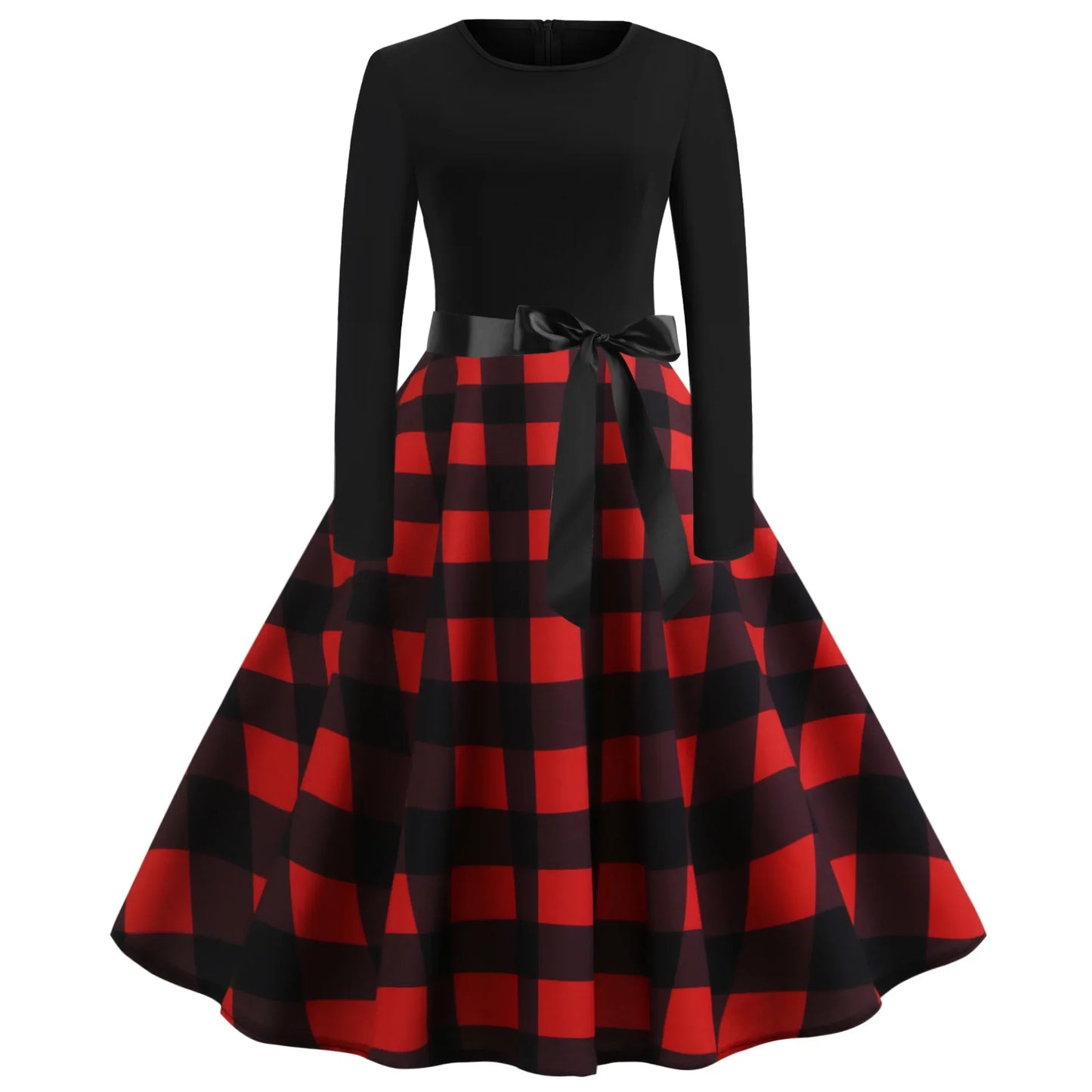 Harajuku Vintage Music Note Print Party Dress | Casual Retro Long-Sleeve Spring Autumn Midi | Full-Sleeve Loose-Fit A-Line Dress with Sashes Luxegan