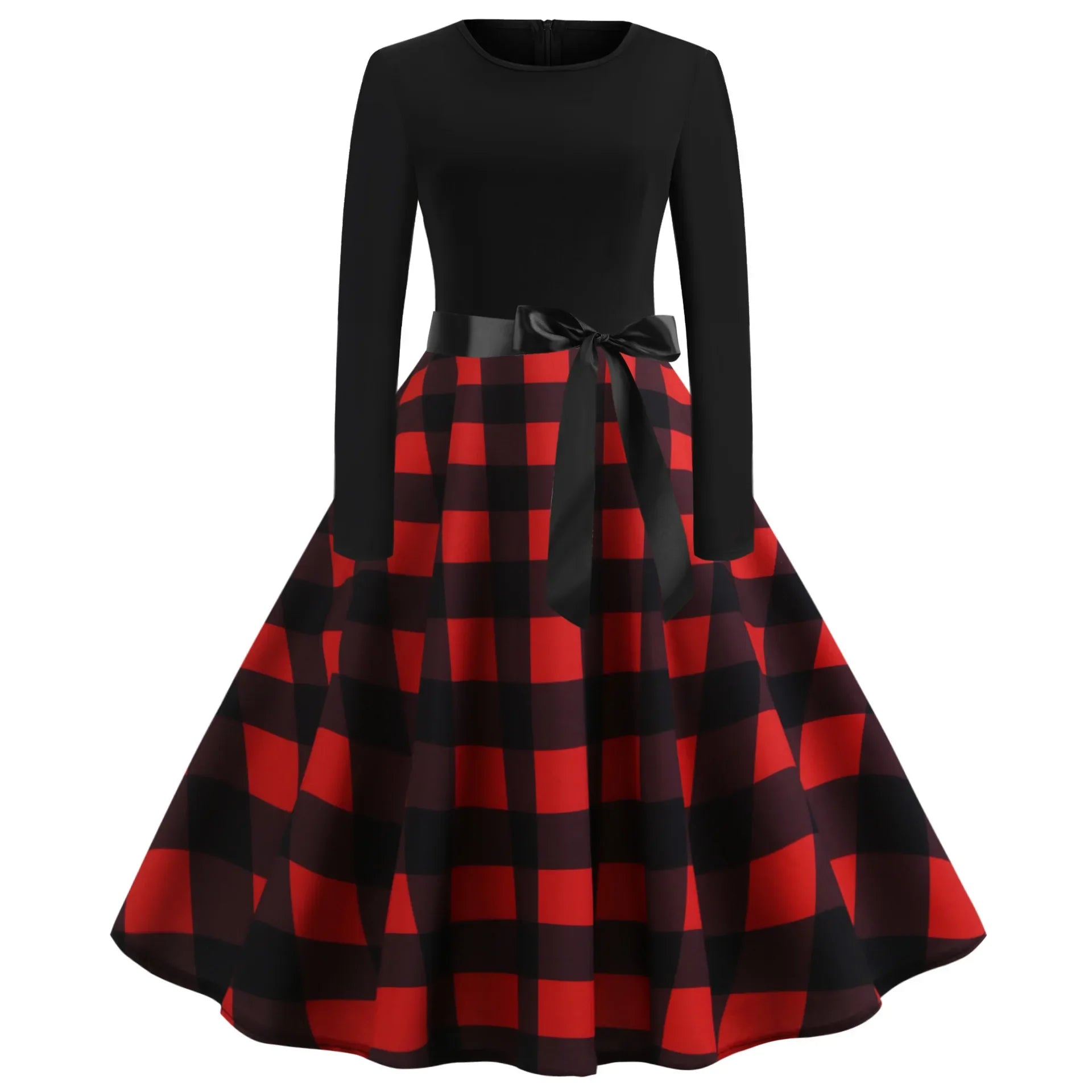 Harajuku Vintage Music Note Print Party Dress | Casual Retro Long-Sleeve Spring Autumn Midi | Full-Sleeve Loose-Fit A-Line Dress with Sashes Luxegan