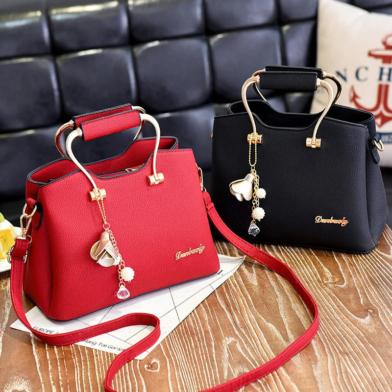 Luxury Handle Bags for Women | PU Leather Pendant Crossbody Bag & Large Capacity Messenger Handbag (Middle-Aged Mommy Bags Tote Purse) Luxegan