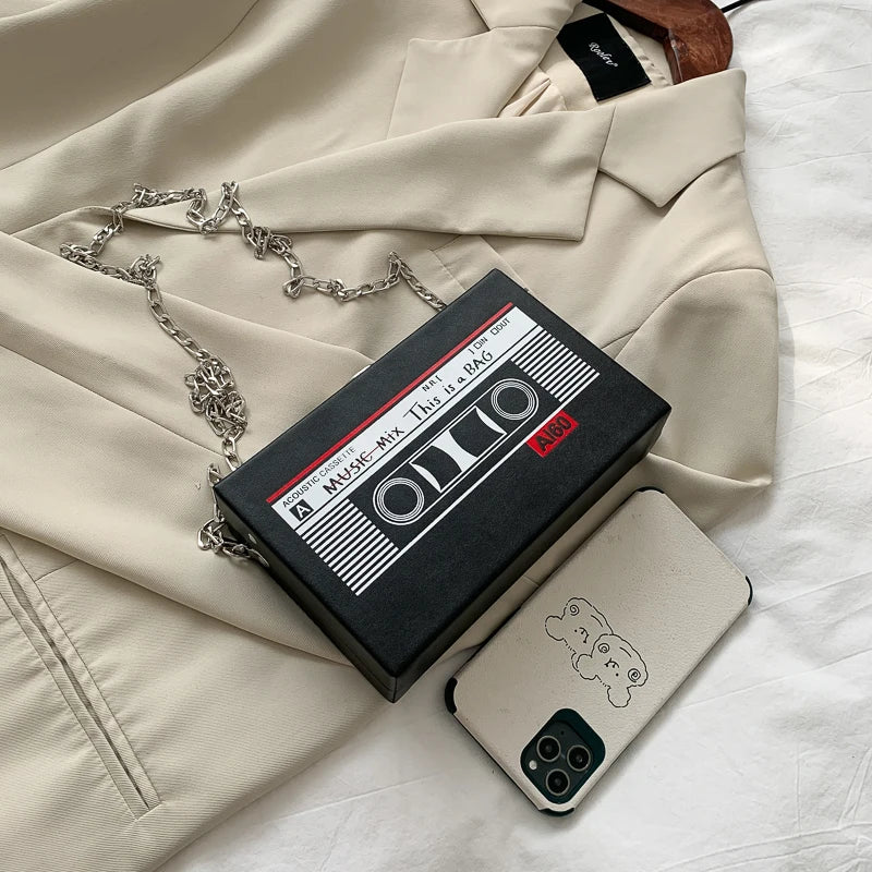 New Retro Magnetic Tape Radio Style Square Bag | Women's Shoulder Bag & Crossbody Bag (Fashionable Leisure Retro Pop) Luxegan