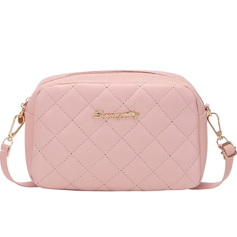 Women's Square Single Shoulder Bag | Solid Color PU Handbag & Female Fashion All-match Messenger Bags (Casual Phone Bag) Luxegan