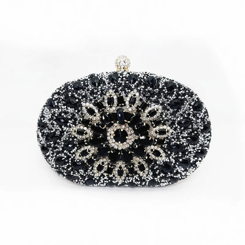 Luxury Diamond Evening Clutch for Women | Sparkling Crystal Wedding Handbag | Premium Beaded Party Purse with Cell Phone Pocket | Elegant Flap-Style Messenger Bag & Quality Gift Luxegan
