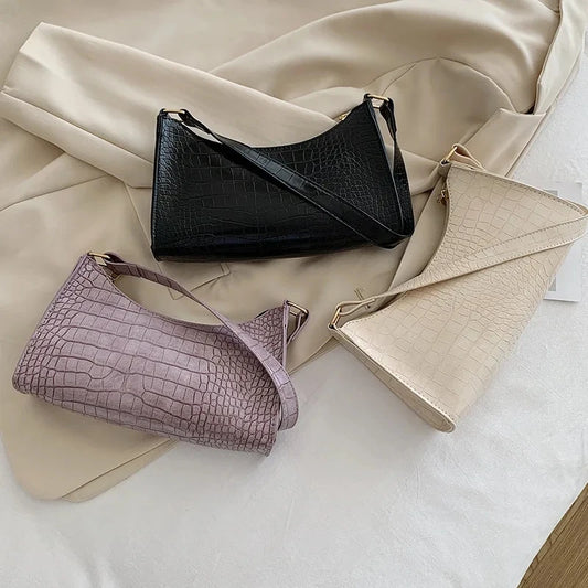 French Style PU Leather Baguette | Simple Underarm Shoulder Purse Luxegan