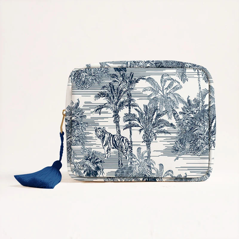 Custom Canvas Print Ladies' Cosmetic Bag | Portable Travel Makeup Storage Pouch | Daily Use Large Capacity Canvas Clutch for Women Luxegan