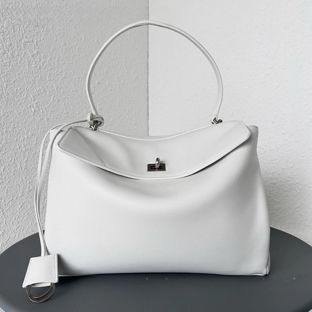 New Rodeo Buckle Luxury Designer Handbag | Genuine Cow Leather Underarm Purse | Soft Retro Fashion Lady Pouch Tote Luxegan