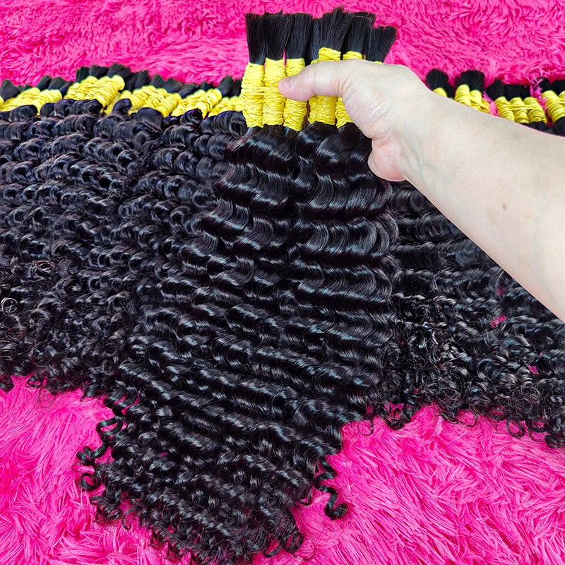 100% Human Hair Bulk Extension Virgin Human Hair Deep Wave Hair Curly 10a Bulk Weaving For Braiding Unprocessed No Weft 30 Inch