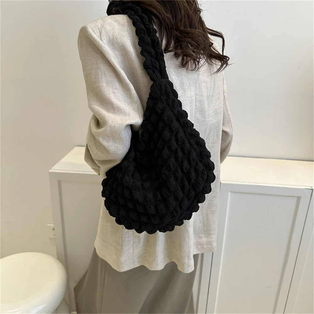 Soft Quilted Canvas Tote | Pleated Crossbody & Underarm Bag Luxegan