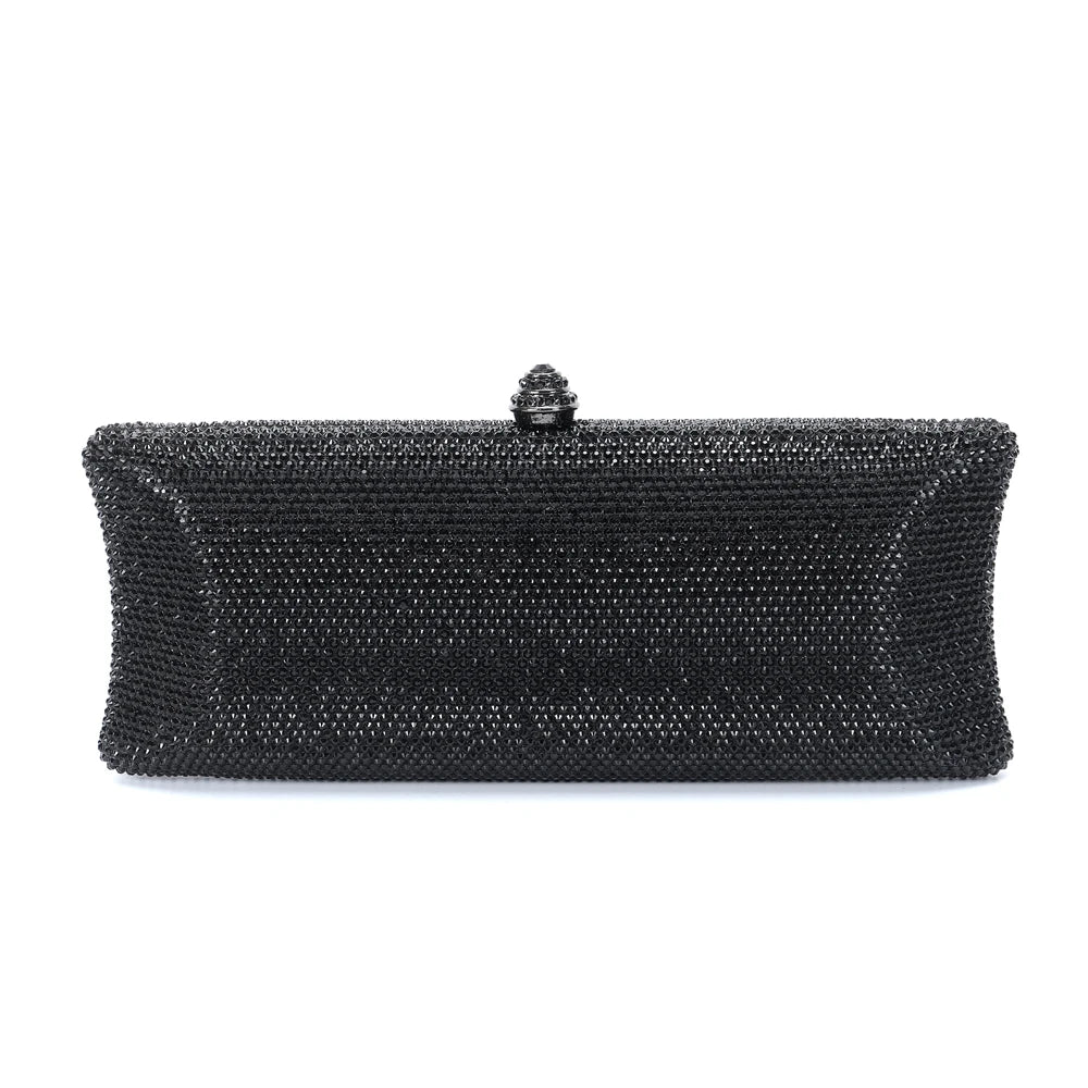 Colorful Diamond Gala Evening Bag | Sophisticated Rhinestone Party Clutch | Elegant Metallic Dinner Purse | "Dignified" Hard-Shell Bridal Handbag for Versatile Occasion Styling Luxegan