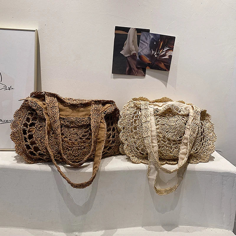 Bohemian Straw Bags for Women | Circle Beach Handbags & Rattan Shoulder Bags Luxegan