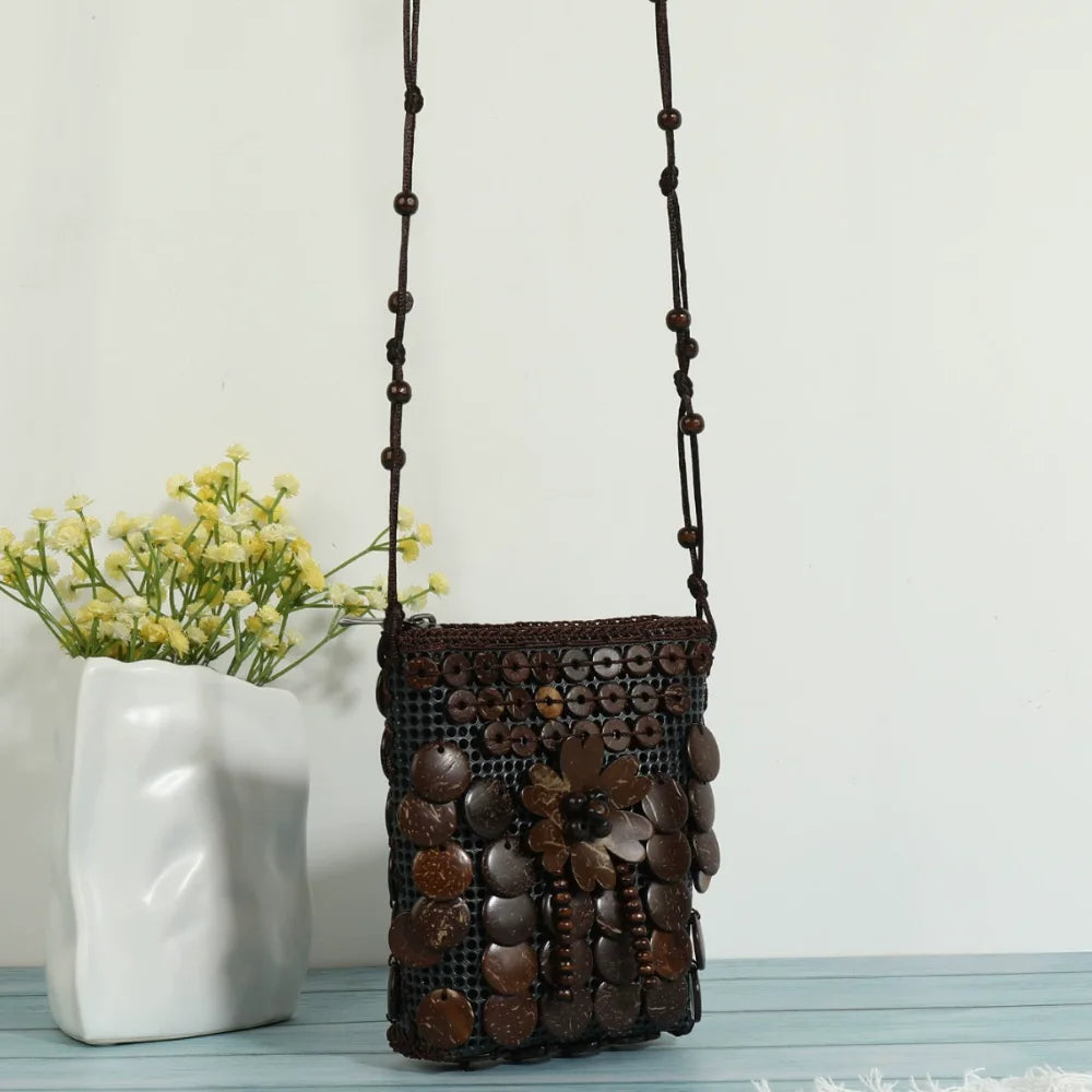 Soft TPU Ethnic Style Tote Bag | Large Capacity Handmade Weave Coconut Shell Bag Luxegan