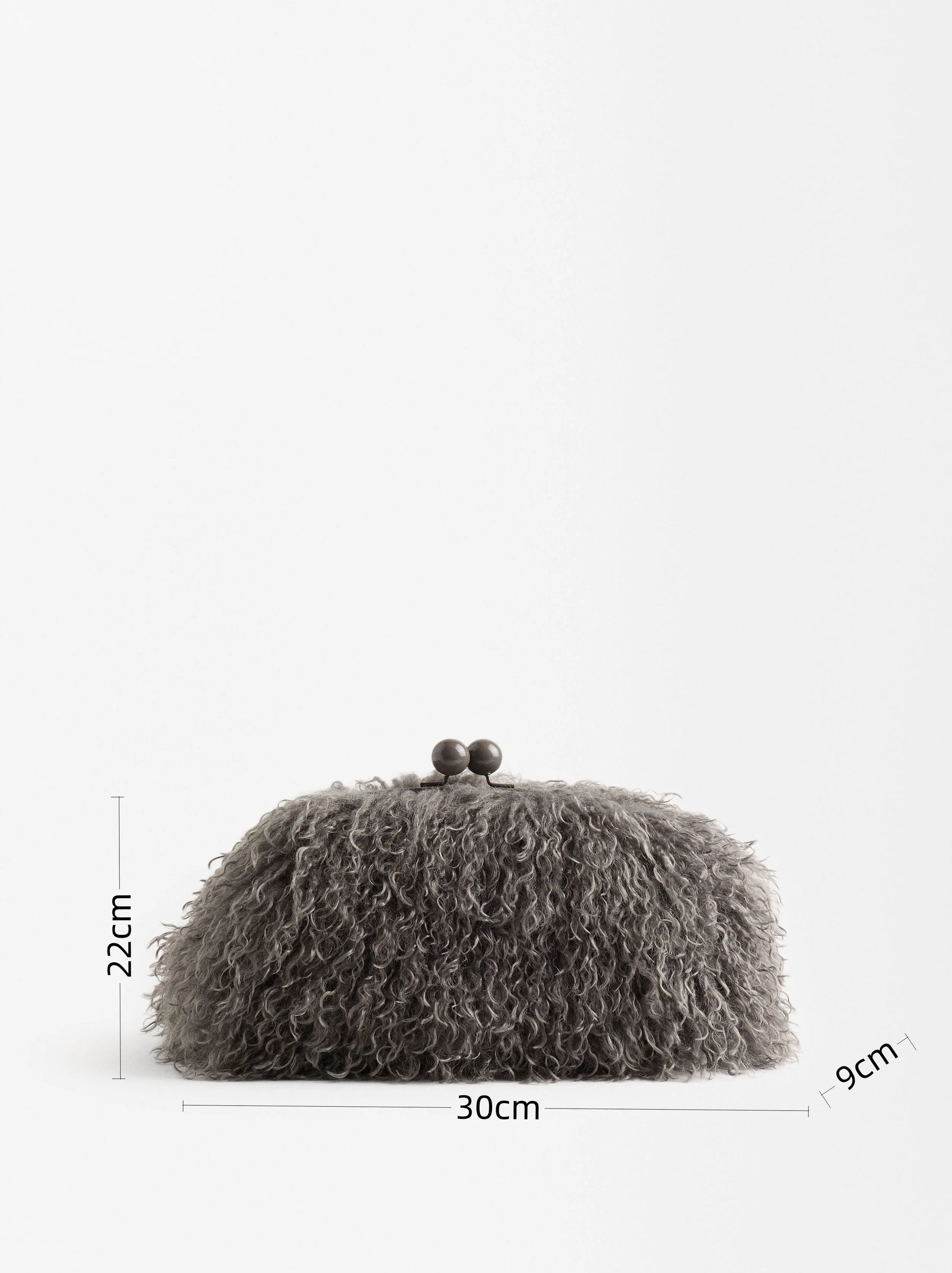 Faux Fur Winter Clutch Bag (Dark Grey) - view 3