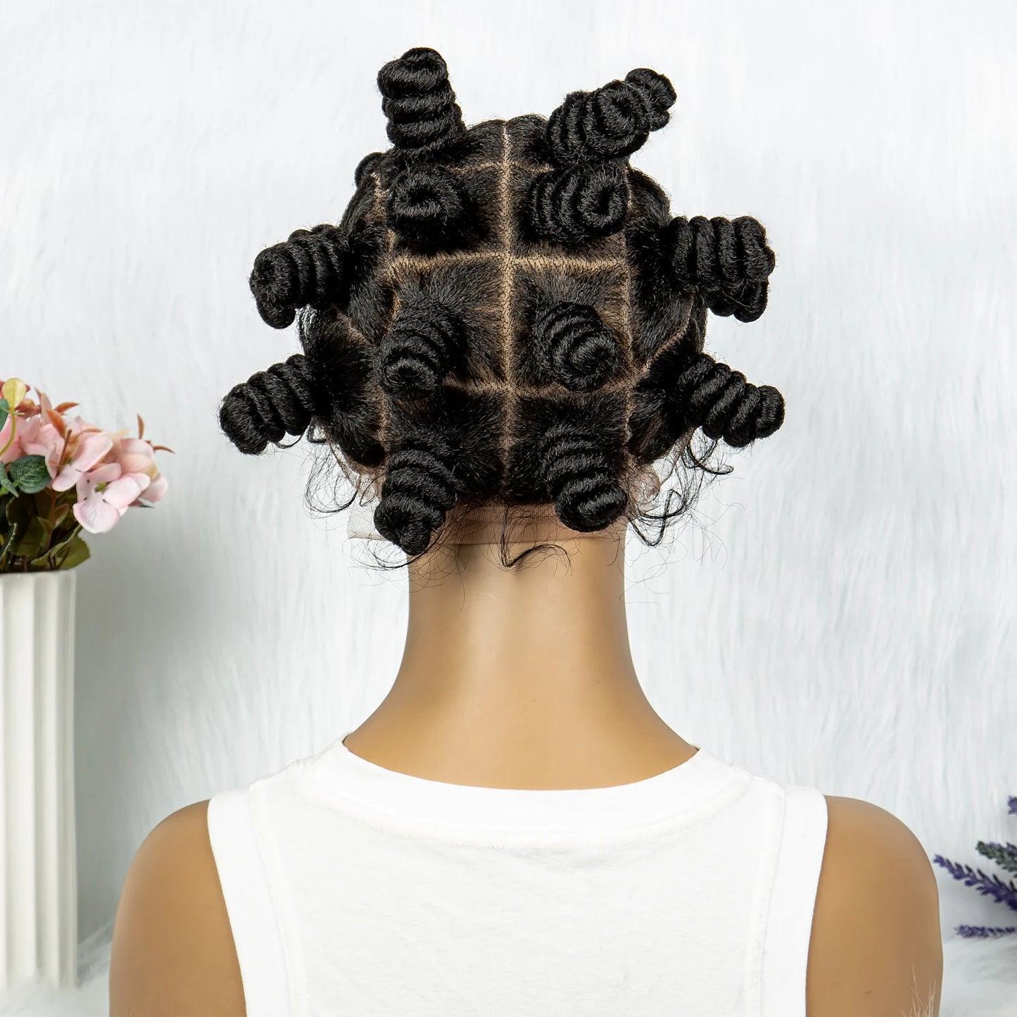 KIMA Bantu Knotless Braids Wig with Twist Buns | Full Lace Braiding Hair Luxegan
