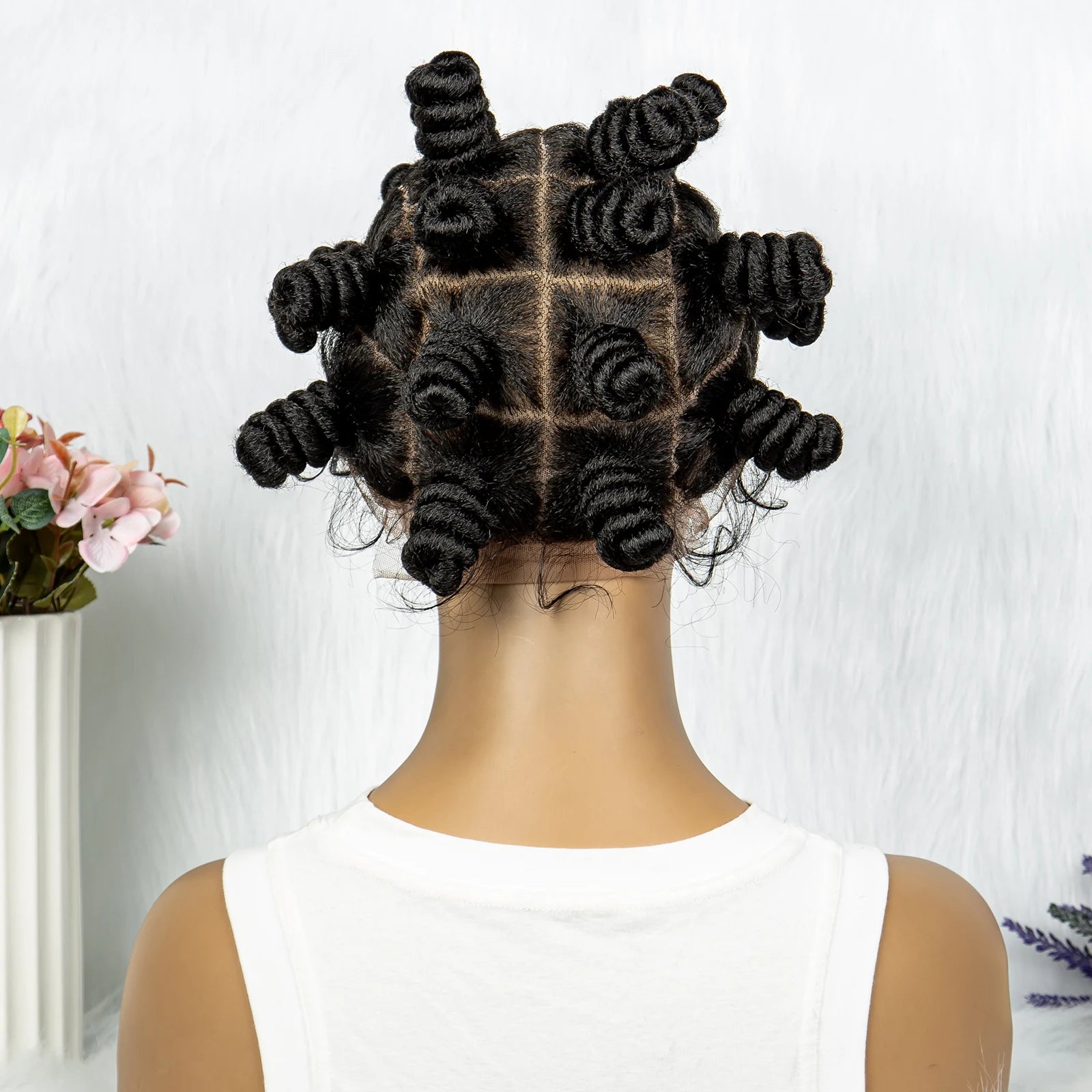 KIMA Bantu Knotless Braids Wig with Twist Buns | Full Lace Braiding Hair Luxegan
