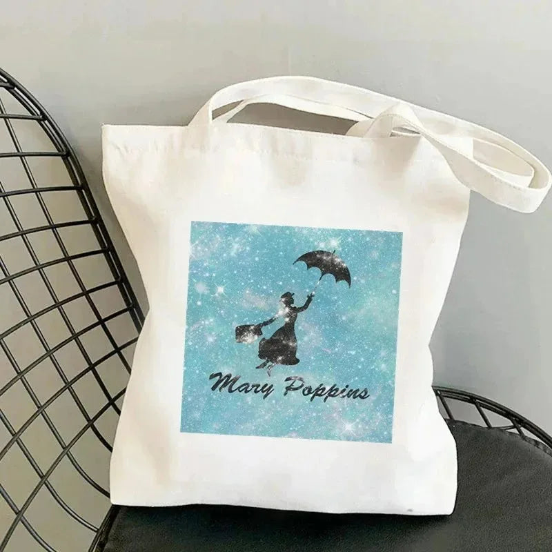 Canvas Cartoon Mary Poppins Tote | Soft Large Capacity Eco Shopping Bag Luxegan