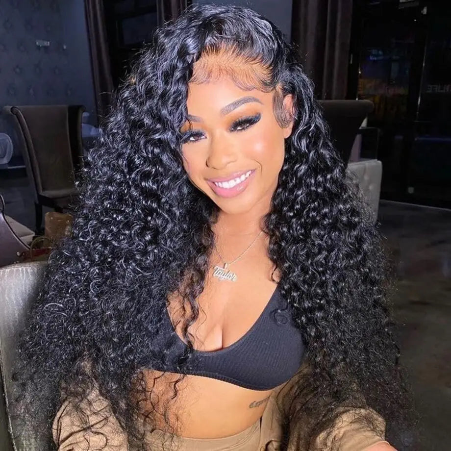 40-Inch Curly Water Wave HD Lace Frontal Wig | Sophisticated 13x6 Transparent Lace | Elegant "Brazilian Remy" Ultra-Long Silhouette | "Dignified" Pre-Plucked Human Hair for Radiant Versatile Styling Luxegan