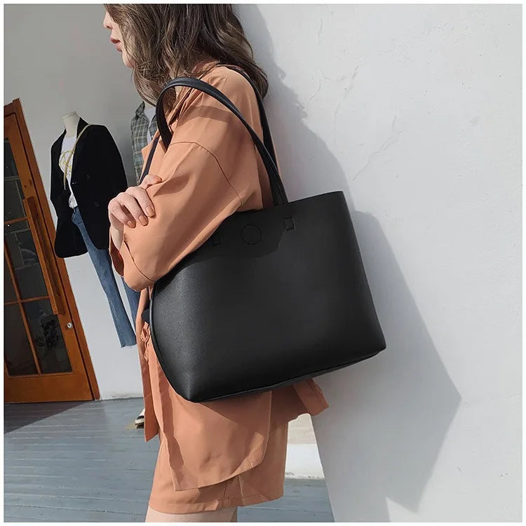 Women's PU Leather Tote Bag | Large Capacity Versatile Handbag | Simple Shoulder Messenger Bag Crossbody Bag Luxegan