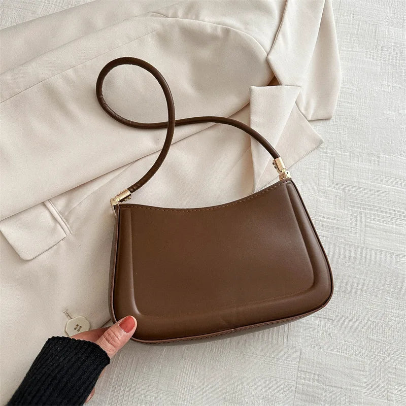 New Trendy Fashion Retro Solid Color Texture Underarm Bag | Popular Casual Simple Women's Small Square Handbag (Bolsos De Señora) Luxegan