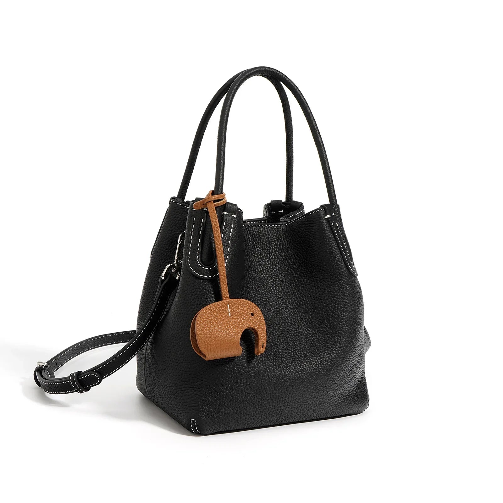 Head Layer Cowhide Bucket Bag | Soft Leather Commuter Crossbody Luxegan