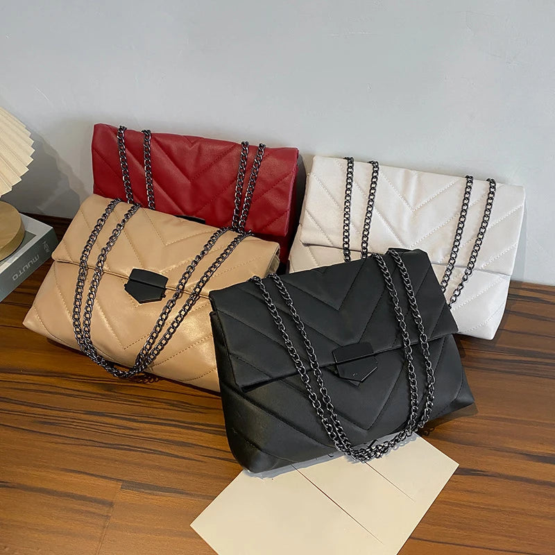 New Lingge Design Women Shoulder Bag | Crossbody Handbag for Female Leisure Large Capacity Chain Underarm Messenger Bag Luxegan