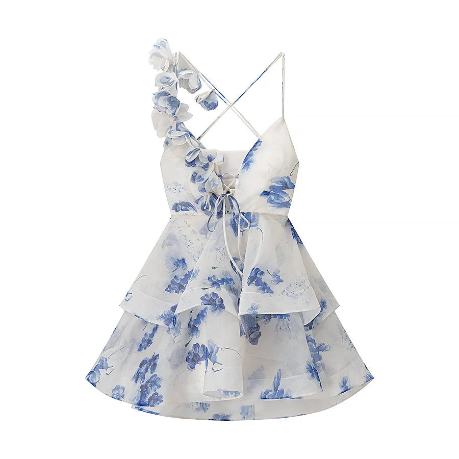 Solid Bow Neckline Batwing Sleeveless Appliqué Regular Fit A-Line Midi Dress – Natural Waist, High Stretch, Spring Luxegan